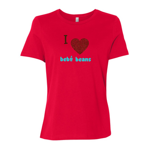 Open image in slideshow, Women’s Relaxed Jersey Tee - I love bebe beans
